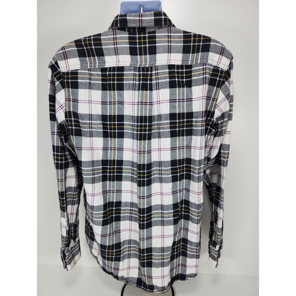 VTG Eddie Bauer Shirt Mens LT Black White Flannel Cotton Classic Fit Button-Down - Picture 3 of 10